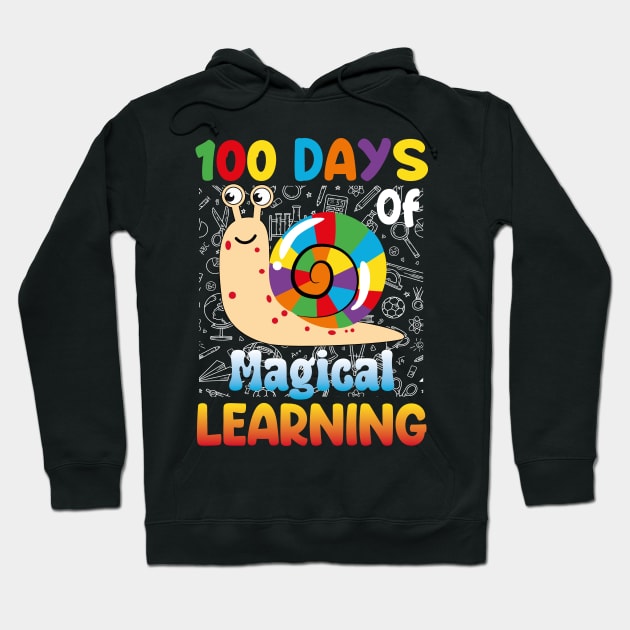 100 Days of Magical Learning Funny Snail 100 Days of School Hoodie by JUST PINK